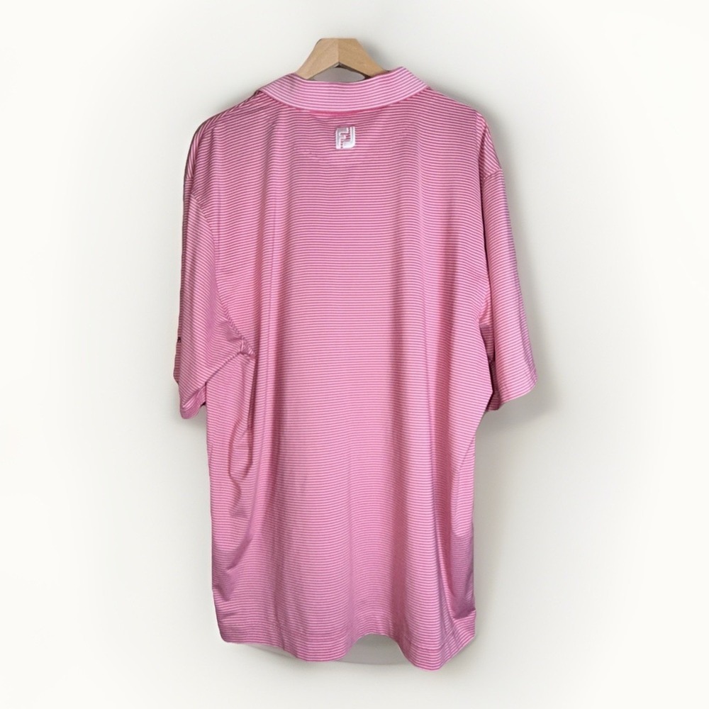 FootJoy FJ Pink White Striped Golf Polo Shirt Men's Size XL - Picture 4 of 7